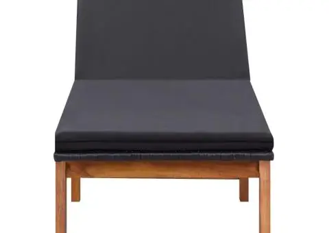 Șezlonguri cu masă 2 buc. poliratan & lemn masiv acacia - 3/5