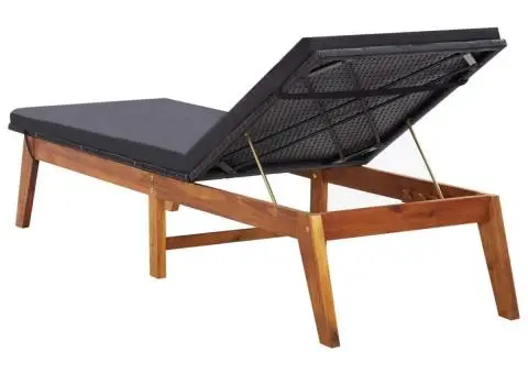 Șezlonguri cu masă 2 buc. poliratan & lemn masiv acacia - 4/5