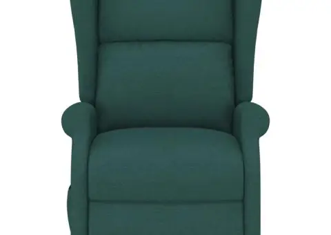 Fotoliu de masaj cu ridicare, verde închis, material textil - 4/5