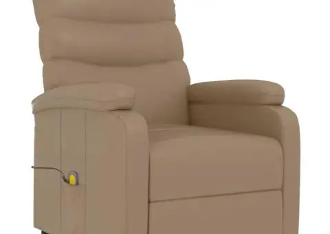 Fotoliu de masaj rabatabil, cappuccino, piele ecologică - 2/5