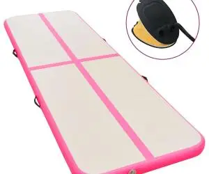 vidaXL Saltea gimnastică gonflabilă cu pompă roz 600x100x10cm PVC