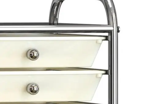 Cărucior de depozitare mobil cu 10 sertare, alb, plastic - 5/5