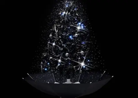 Brad de Crăciun cu ninsoare și bază umbrelă, negru, 140 cm, PVC - 3/5