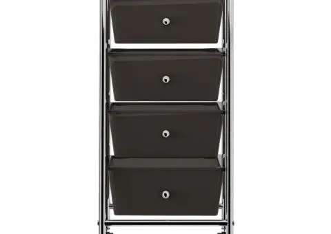 Cărucior de depozitare mobil cu 4 sertare, negru, plastic - 2/5