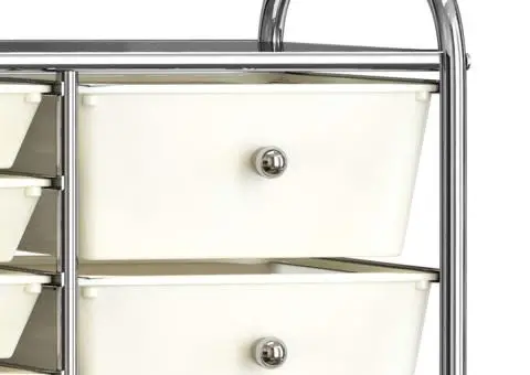 Cărucior de depozitare mobil cu 15 sertare, alb, plastic - 5/5