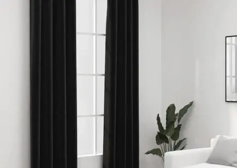 Perdele opace, aspect pânză, 2 buc., antracit, 140 x 225 cm - 1/5