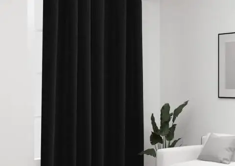 Perdea opacă, aspect pânză, cu ocheți, antracit, 290x245 cm - 1/5