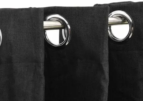 Perdea opacă, aspect pânză, cu ocheți, antracit, 290x245 cm - 3/5