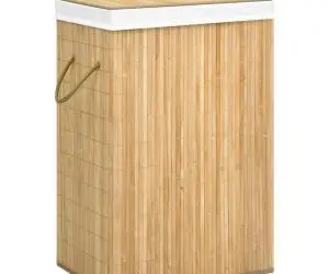 vidaXL Coș de rufe din bambus cu 2 secțiuni, 72 L