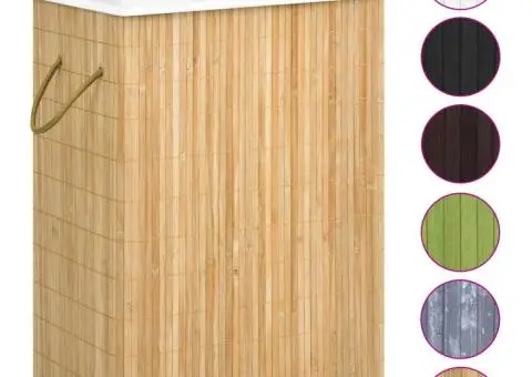 Coș de rufe din bambus cu 2 secțiuni, 72 L - 2/5