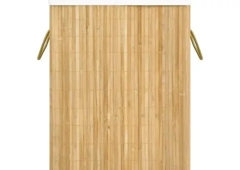 Coș de rufe din bambus cu 2 secțiuni, 72 L - 4/5