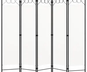 vidaXL Paravan de cameră cu 5 panouri, alb, 200 x 180 cm