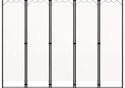 Paravan de cameră cu 5 panouri, alb, 200 x 180 cm - 3/5