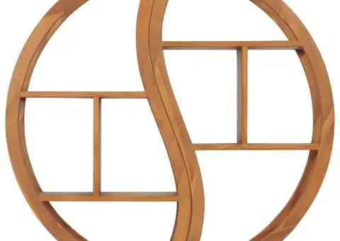 Raft de perete Yin Yang, 100 x 20 x 100 cm, lemn masiv de tec - 2/5