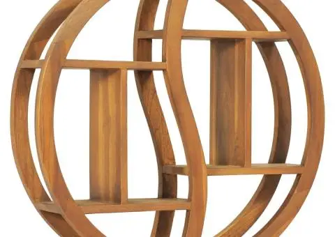 Raft de perete Yin Yang, 60x15x60 cm, lemn masiv de tec - 1/5