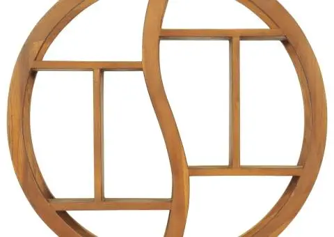 Raft de perete Yin Yang, 60x15x60 cm, lemn masiv de tec - 2/5