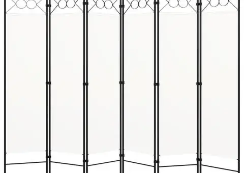 Paravan de cameră cu 6 panouri, alb, 240 x 180 cm - 1/5