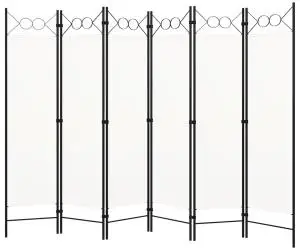 vidaXL Paravan de cameră cu 6 panouri, alb, 240 x 180 cm