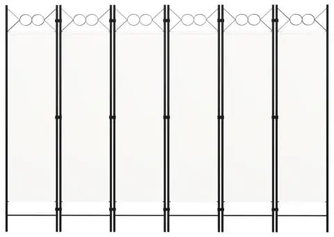Paravan de cameră cu 6 panouri, alb, 240 x 180 cm - 3/5