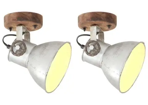 Lămpi de perete/tavan industriale argintiu 2 buc 20x25 cm E27 - 1/5