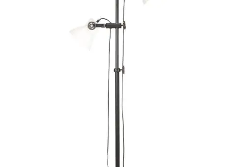 Lampă de podea cu 2 abajururi, alb, fontă, E27 - 3/5