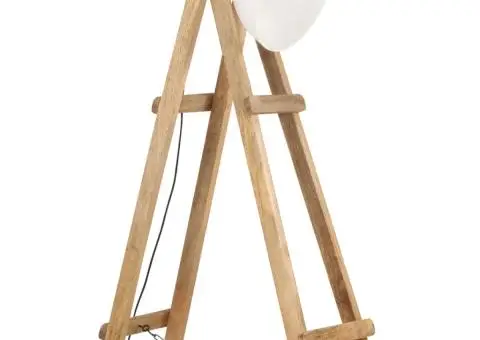 Lampă de podea, alb, lemn masiv de mango, E27 - 2/5