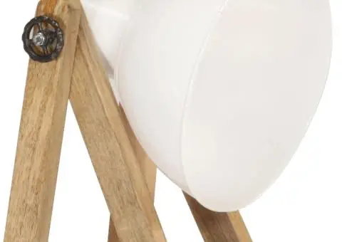 Lampă de podea, alb, lemn masiv de mango, E27 - 5/5
