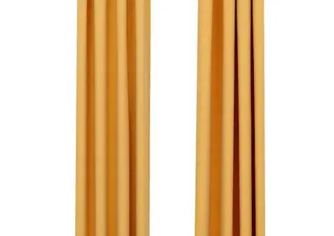 Perdele opace, aspect pânză, ocheți, 2 buc., galben, 140x245 cm - 2/5