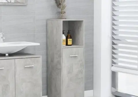 Dulap de baie, gri beton, 30 x 30 x 95 cm, lemn prelucrat - 1/5