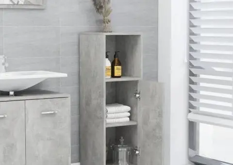 Dulap de baie, gri beton, 30 x 30 x 95 cm, lemn prelucrat - 3/5