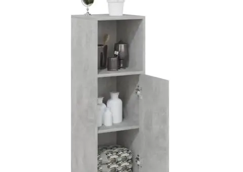 Dulap de baie, gri beton, 30 x 30 x 95 cm, lemn prelucrat - 4/5