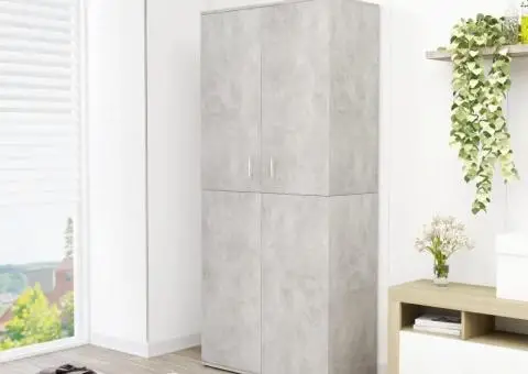 Pantofar, gri beton, 80x39x178 cm, lemn prelucrat - 1/5