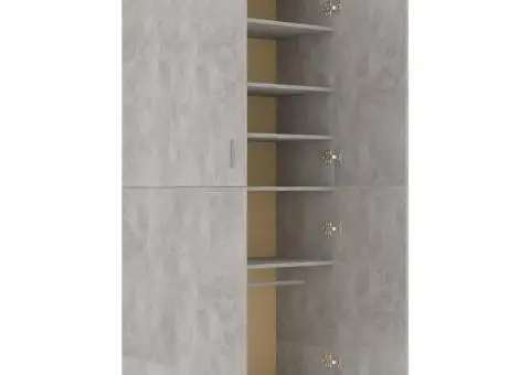 Pantofar, gri beton, 80x39x178 cm, lemn prelucrat - 4/5