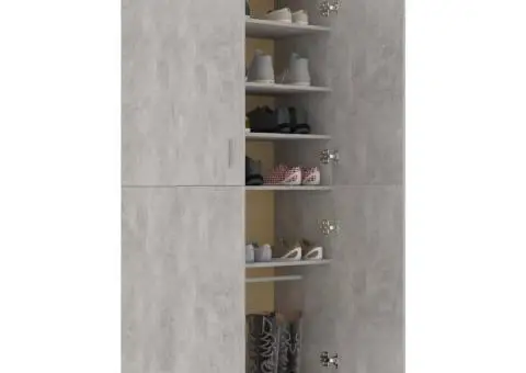 Pantofar, gri beton, 80x39x178 cm, lemn prelucrat - 5/5