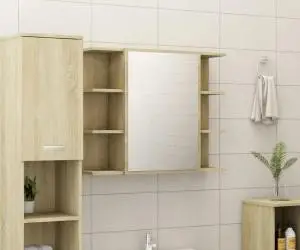 vidaXL Dulap de baie cu oglindă, stejar Sonoma, 80 x 20,5 x 64 cm