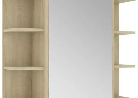 Dulap de baie cu oglindă, stejar Sonoma, 80 x 20,5 x 64 cm - 2/5