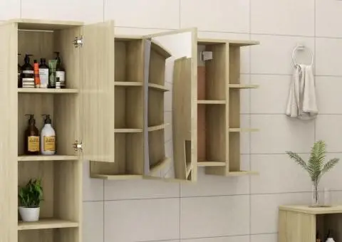 Dulap de baie cu oglindă, stejar Sonoma, 80 x 20,5 x 64 cm - 3/5