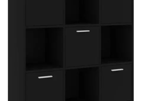 Bibliotecă, negru, 90x30x90 cm, lemn prelucrat - 2/5