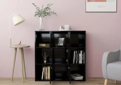 Bibliotecă, negru, 90x30x90 cm, lemn prelucrat - 3/5