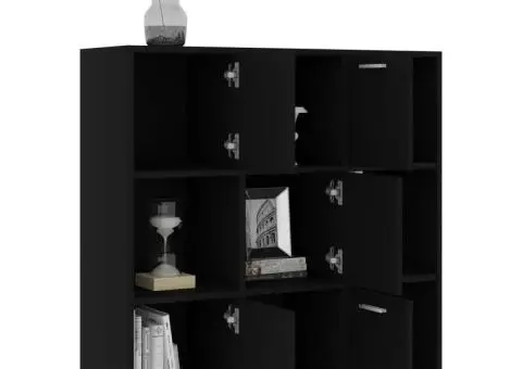 Bibliotecă, negru, 90x30x90 cm, lemn prelucrat - 4/5
