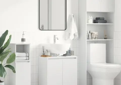 Dulap de baie, alb, 60x33x61 cm, lemn prelucrat - 1/5