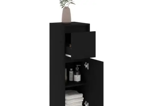 Dulap de baie, negru, 30x30x95 cm, lemn prelucrat - 5/5