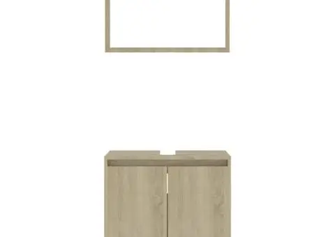 Set mobilier de baie, stejar Sonoma, lemn prelucrat - 4/5