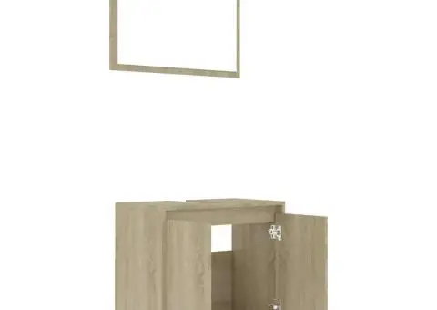 Set mobilier de baie, stejar Sonoma, lemn prelucrat - 5/5