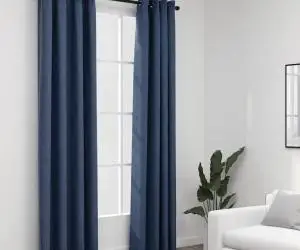 vidaXL Perdele opace aspect pânză cu ocheți 2 buc. albastru 140x225 cm