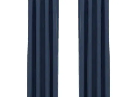 Perdele opace aspect pânză cu ocheți 2 buc. albastru 140x225 cm - 2/5