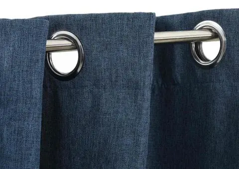 Perdele opace aspect pânză cu ocheți 2 buc. albastru 140x225 cm - 3/5