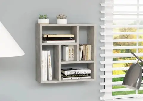 Raft de perete, gri beton, 45,1x16x45,1 cm, lemn prelucrat - 1/5