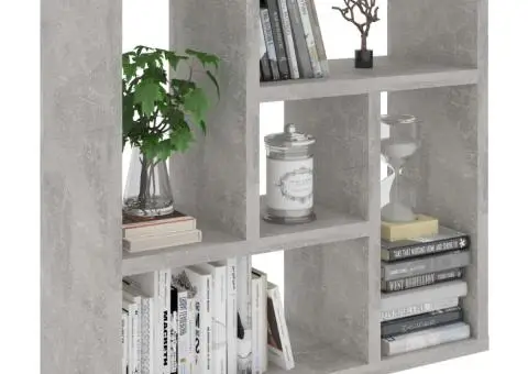 Raft de perete, gri beton, 45,1x16x45,1 cm, lemn prelucrat - 3/5