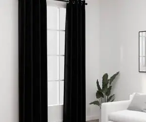 vidaXL Perdele opace, aspect pânză, ocheți, 2 buc., negru, 140x245 cm